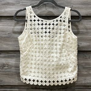 White House Black Market Cream Textured Blouse